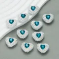 Herz Strass Knöpfe Kristall Glas DIY Handwerk Knöpfe für Kleidung Accessoires Zubehör. - 20mm / Seeblaues Perlenherz