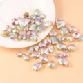 Multi-color mixed crystal glass rhinestones with gold settings for DIY sewing and crafts. - AB Color