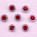Red Rhinestone Flower Buttons Crystal Diamante Flatback DIY Craft Embellishments Pack - 10 Light Bright Red