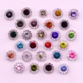 Colorful rhinestone flower buttons DIY craft crystal gemstone buttons for hair accessories - 30 Random Mixed Colors