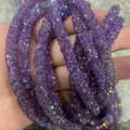 Tube strass résine violet 6mm, cordon creux scintillant AB pour projets de bricolage. - 02 Violet AB