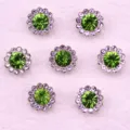 Green crystal rhinestone flower buttons for DIY crafts, bows and hair accessories variant. - 17 Grass Green