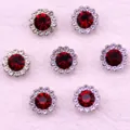Red rhinestone flower buttons for DIY crafts, clothing, hair bows, and handmade accessories. - Bright Red