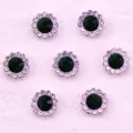 10/12mm double layer flower rhinestone buttons green crystal hand sewing diy apparel crafts - 14 Dark Green