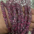 tubo strass 6mm rosa argento scintillante corda cristallo flessibile per creazione gioielli fai - Rosso Rosa