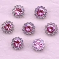 Pink rhinestone flower buttons, sparkling crystal sunflower DIY craft sewing accessories. - 20 Light Pink