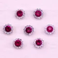 Dark pink rhinestone flower buttons for hair bows, crafts, and apparel decoration. - 12 Purplish Red