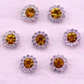 Sunflower rhinestone buttons, amber yellow crystal gems for sewing crafts accessory. - 15# Golden Yellow