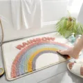 Ins Stil Regenbogen Badematte, super saugfähiger und rutschfester getufteter Teppich zu Hause. - 40*60cm / Über Dem Regenbogen