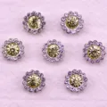 Sunflower rhinestone buttons crystal diamond floral craft sewing DIY accessories set - 27 Light Yellow