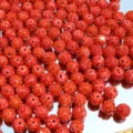 Rote 10mm Strass Ton Perlen Shamballa Kugeln fuer DIY Armband Halskette Schmuckherstellung - 17 Orangerot