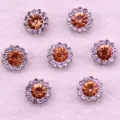 10/12mm sunflower rhinestone buttons crystal diamond flatback sewing craft DIY accessories - Champagne