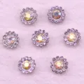 Sparkling sunflower rhinestone buttons with iridescent center crystal for DIY crafts and hair bows. - 01 Crystal AB