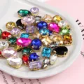 Multi-color mixed glass rhinestones with gold settings DIY craft garment accessories - Multicolor