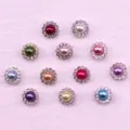 Pearl Rhinestone Flower Buttons DIY Craft Sewing Apparel Accessories Multicolor 12mm - 29 Mixed Pearl Colors