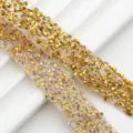 Gold rhinestone trim strip adhesive crystal diamond ribbon for DIY crafts and clothing. - 35 Golden Yellow