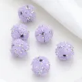 Purple resin rhinestone floral round beads for DIY jewelry making earrings pendants crafts. - Purple Paisley