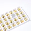 Zonneschijn Kristal Glas Naai Strass Steentjes Platte DIY Sieraden Accessoires - Ronde Platte Knoop Vorm / 14mm, 28 Stuks/Pakket / Goud