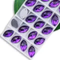 Paarse markies naai steentjes platte rug glas kristallen voor DIY trouwjurk kleding. - 9*18 mm 28 st./pak / Violet