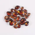 Conjunto de pedrería de cristal mixto, gemas de vidrio ámbar con base para costura DIY. - Marrón Té