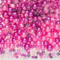 Mixed pink flatback rhinestones and half-round pearls for DIY nail art and phone case decoration. - Half Round Pearl Mix (Rose Red AB Series - Q)