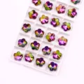 Colorful plum blossom crystal rhinestone pendants, single hole glass DIY jewelry accessories. - 04 Rainbow