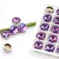 12mm Gradient violette Kristall-Strasssteine mit Silberkrallen für DIY Schmuck. - 10 Stück/Packung / Verlauf Fuchsia