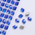 Blue AB Glass Sew-On Rhinestones Flatback Rhombus Crystal Beads for Clothes and DIY crafts - Deep Blue AB