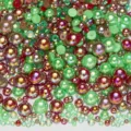 Mixed AB color flatback rhinestones and pearls set for nail art DIY crafts decorations. - Half Round Pearls Mixed Green Red AB Series - L
