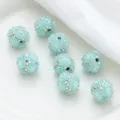 Perline rotonde in resina blu con fiori e strass per creazione di gioielli fai da te orecchini. - Blu Lago
