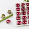 12mm silberne Klaue runde Kristall Strass rosa Edelstein DIY Schmuck Accessoires Schuhe - 10 Stück/Packung / Rosa Farbverlauf