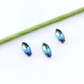 Strass en cristal dégradé de marquise 7x15mm avec griffes dorées pour bijoux et accessoires DIY. - 10 Pièces/Paquet / Dégradé Bleu Vert