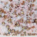 Mixed AB color flatback rhinestones and half round pearls for DIY nail art crafts - Half Round Pearl Mix Light Pink Brown AB Series - M