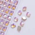 K9 glass sew on rhinestones AB color flatback 2 holes crystal for DIY wedding dress garments - Champagne AB