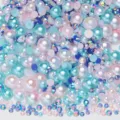 DIY nail art flatback rhinestones and half pearls mixed set for phone case decoration - Half Round Pearls Mixed Pink & Blue Series - B