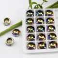 12mm Silbernen Kralle Runde Kristall Strass Gradient Edelstein DIY Schmuck Zubehör - 10 Stück/Packung / Gradient Mehrfarbig