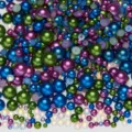 Mixed flatback pearls and AB rhinestones for nail art DIY crafts decoration assorted colors. - Half Round Pearl Mix (Dark Blue & Green Series - S)