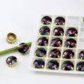 12mm runde Satellit Turmalin Strasssteine Farbverlauf Edelstein DIY Schmuck Kristall Variante. - 10 Stück/Packung / Irisierender Verlauf