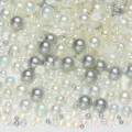 Mixed flatback pearls and colorful AB rhinestones set for DIY nail art and phone case decoration. - Half Round Pearls Mixed Gray & Pure White AB Series - H