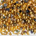 Mixed flatback pearls and rhinestones for nail art and DIY crafts phone case decor. - Half-Round Pearls Mix Gold Black AB Series - V