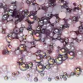 Mixed color flatback pearls and rhinestones DIY craft nail art accessories for phonease - Half-Round Pearl Beads (Purple Mixed Series, 13mm)