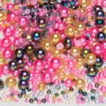 Mixed flatback rhinestones and half-round pearls, colorful DIY craft nail art decor set. - Half-Round Pearl Beads (Pink, Yellow & Black AB Series, 12mm)