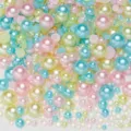 Mixed flatback pearls and rhinestones set for DIY nail art phone case decoration - Half Round Artificial Pearls, Pink, Blue & Yellow Series 03