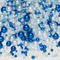 Blue and white flatback pearls and rhinestones mix DIY craft accessories variant - Semicircle Pearls Dark Blue & Light Blue Mix Series _ 15