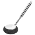 Cepillo para lavar platos con mango de acero inoxidable y cabezal de alambre para cocina. - Cepillo de Olla de Mango Largo (Conjunto)