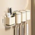 Wandmontierter Zahnbürstenhalter Set mit hängenden Bechern und elektrischer Zahnbürstenhalter. - Mit Bechern (Drei) / Creme