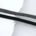 Black rhinestone drill strip detail, sparkle DIY clothing accessories and craft decorative trims. - 1m / 3 Rows of Rhinestones (7mm)