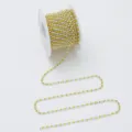 Detailed view of rhinestone pearl chain, perfect for DIY clothing, bags, and phone case decoration. - 3mm 0.9 Meters/Pack / 13 Silver Base Half Pearl & Lemon Yellow Rhinestone