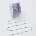Detailed view of pearl and blue rhinestone cup chain, perfect for DIY garments and crafts. - 09 Silver Base Half Pearl & Dark Blue Rhinestone