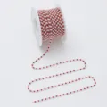 Red and white rhinestone pearl claw chain trim for garment DIY, luggage and crafts decoration. - 05 Silver Base Half Pearl Half Red Rhinestone